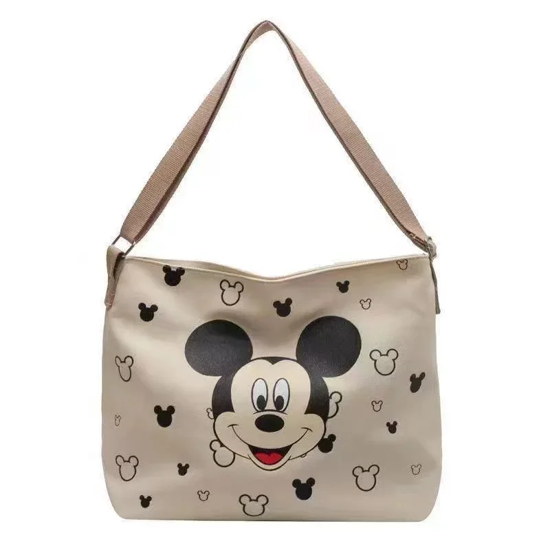 Borsa a tracolla in tela semplice Disney Mickey borsa a tracolla leggera di grande capacità per studenti con stampa di cartoni animati