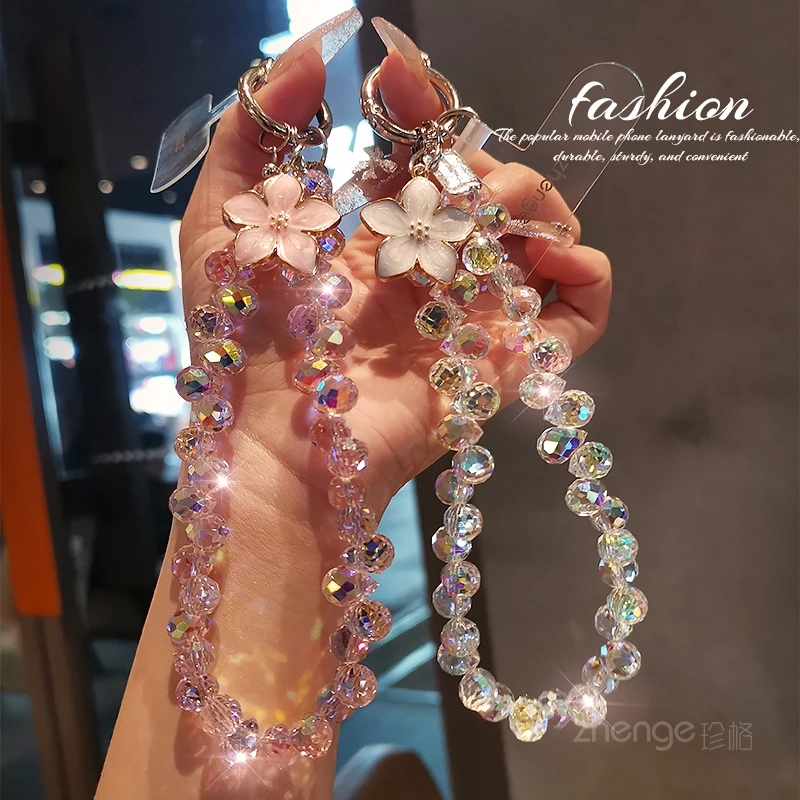 

Хуа Ниан Цветочная подвеска Хрустальная цепочка для телефона для женщин, маленький и премиальный чехол для телефона, подвеска, браслет из бисера, защита от потери