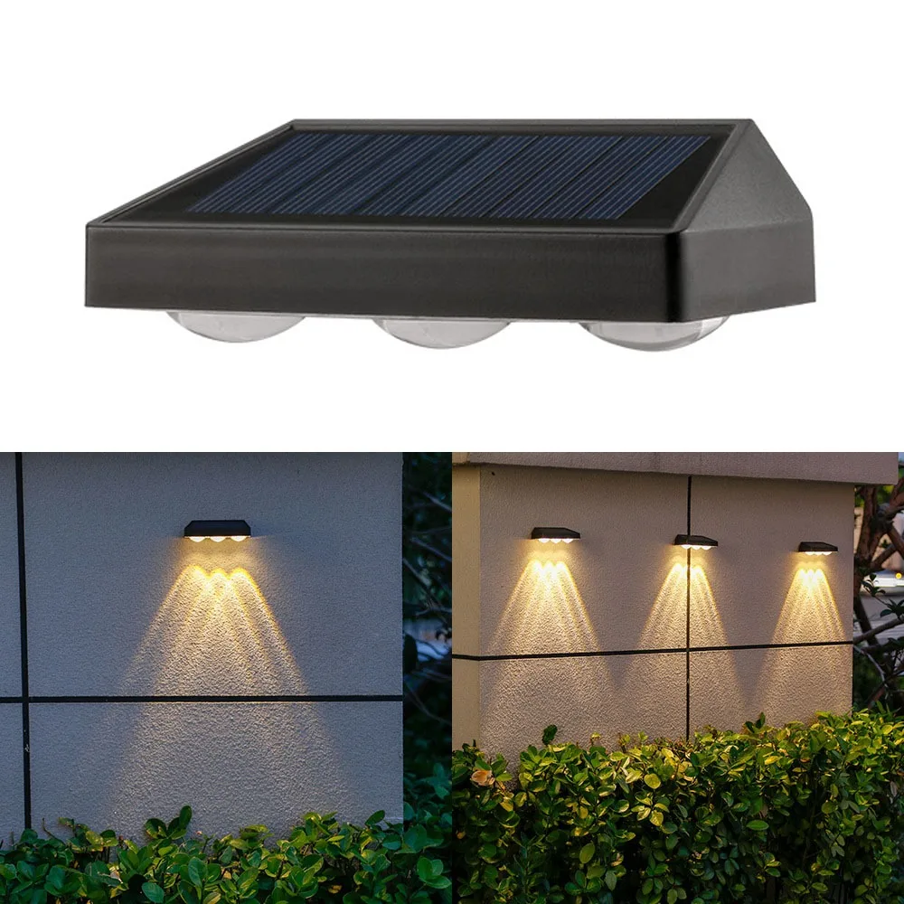 

2LED Waterproof Solar Wall Lamps 3LED White Light Night Outdoor Street Light Warm Light Outdoor Rainproof Solar Wall Lights