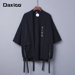 Sticken Sie Baumwolle und Leinen Haori Cardigan Kimono Shirt Samurai japanische Kleidung Yukata Harajuku japanischen Stil Bluse Jacke