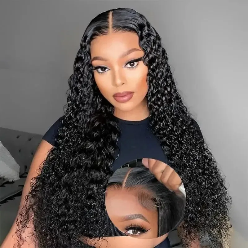 Curly 100% Human Hair Wigs Deep Wave 30 32 34 Inch 13x6 Lace Front Wig HD Transparent Lace Frontal Wig Brazilian Water Wave