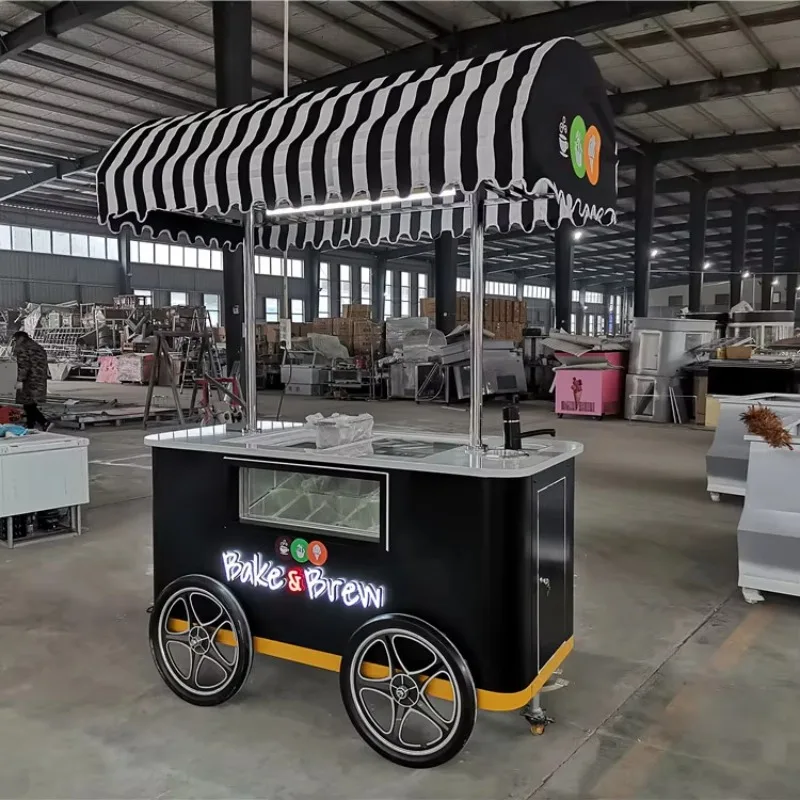 Carrinho de sorvete móvel com impulso manual para venda