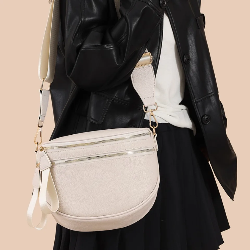 100% Top Layer Genuine Cowhide Leather Saddle Bag Luxury Handbags Women Bags Designer Crossbody Shoulder Bags for Women Commute