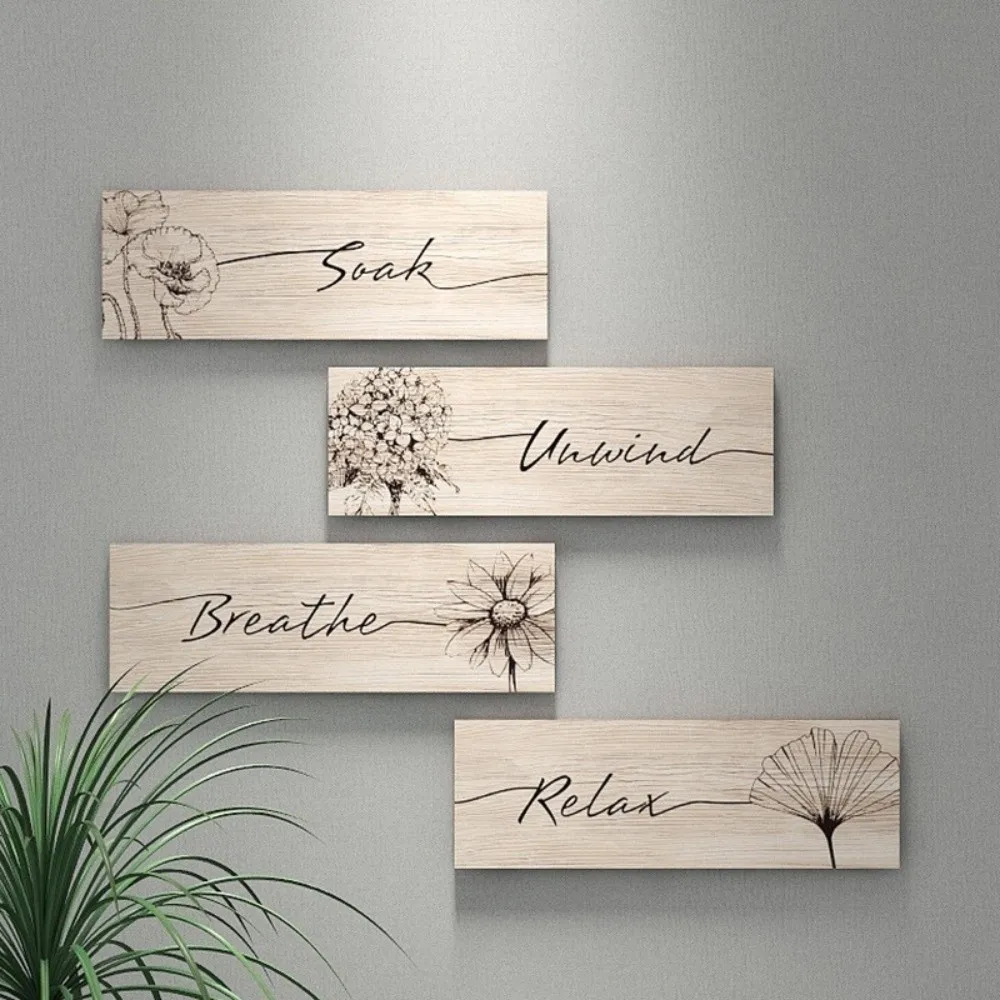 

Creative Wooden Floral Wall Art Handmade Decorative Plants Hanging Sign Funny Wall Decor Paintings Home Decor