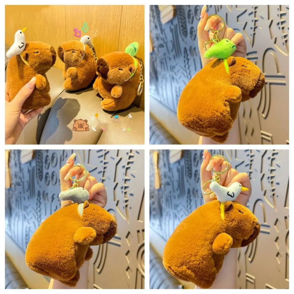 Cute Doll Toy Capybara Plush Keychain Hairpin Animal PP Cotton Capybara Key Ring Seagull Snake Plush Doll Keyring Couple