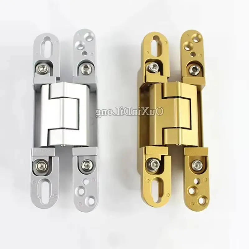 

Brand New 2PCS 3D Adjustable Heavy Duty Door Hinges Invisible Hidden Cross Folding Door Hinge Caravan Worktops Hinge Gold/Silver