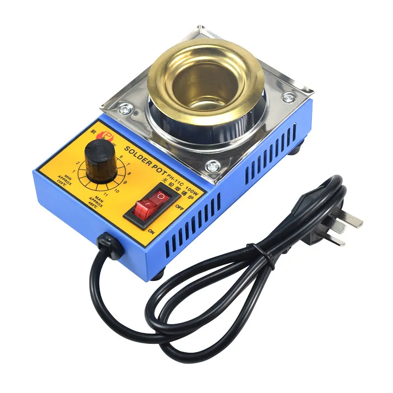 

Lead-free Solder Pot 100W 150W 250W 300W Soldering Desoldering Bath Titanium Plate 36mm 50mm 80mm 100mm 200-480 Degree AC220V