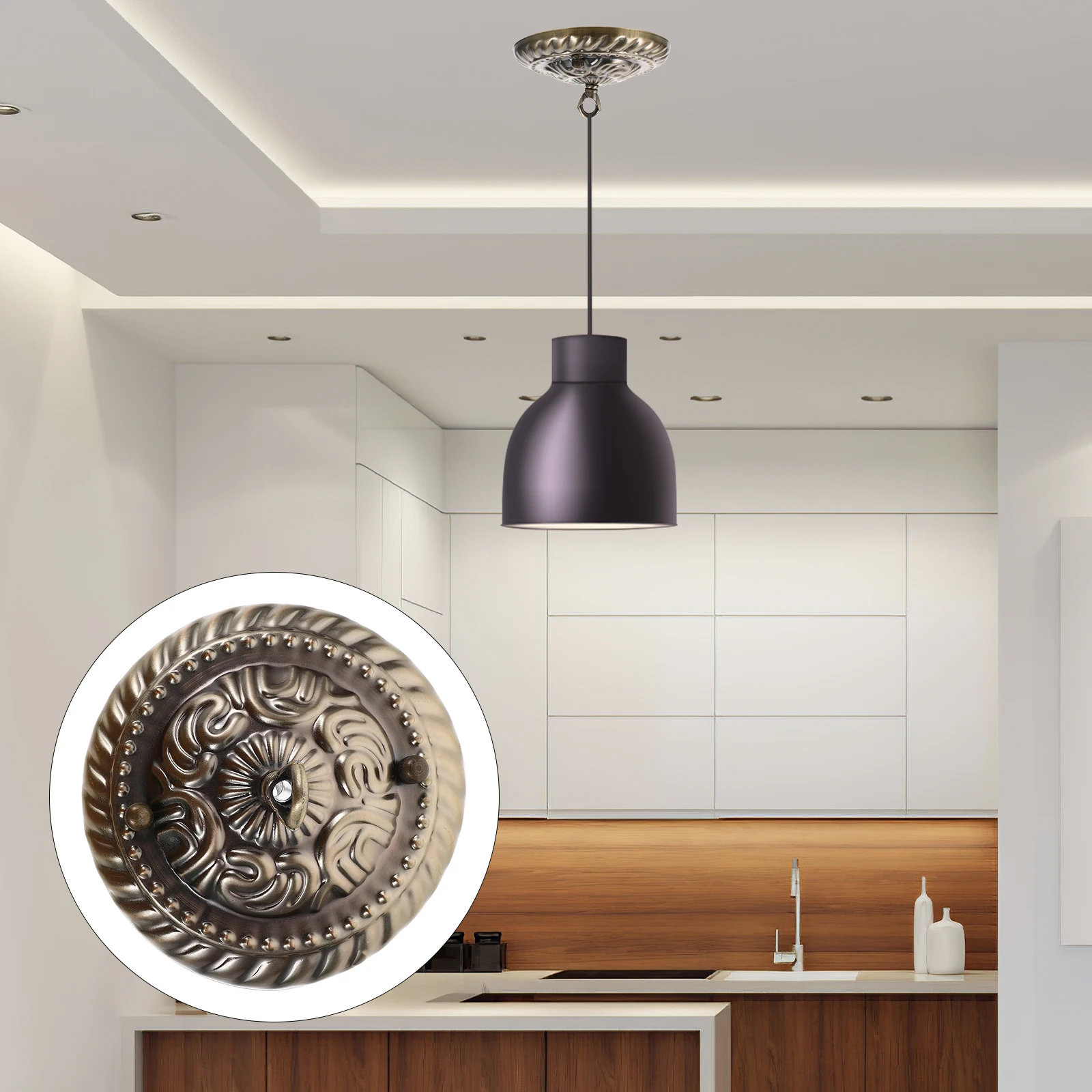 

Heavy Duty Canopy Kit Vintage Finish Chandelier Mounting Ceiling Cover Plate Light Fixture Bracket Strong Suction Easy