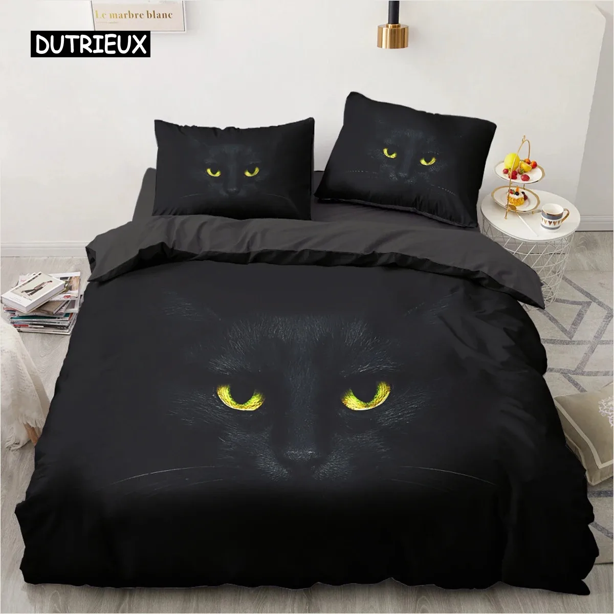 

Duvet Cover Black Cat Bedding Set for Kids Girl Adult Bedroom Decoration Home Pet Cat Lover Gift Comfort Cover Queen King