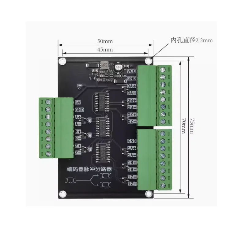 Encoder pulse signal distributor grating ruler 5vTTL or RS422 splitter 1/2