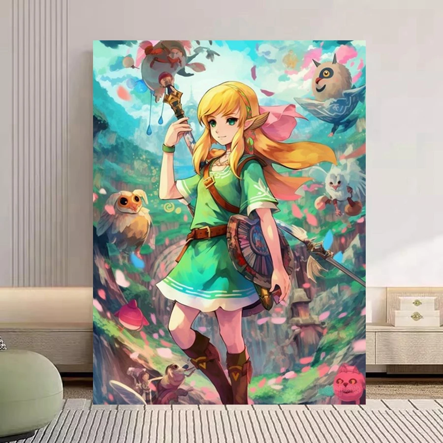 Zelda Portrait Land Of Hyrule Landscape Diamond Painting Art Tears Of The Kingdom Cross Stitch Mosaic Home Decor Handwork Gift