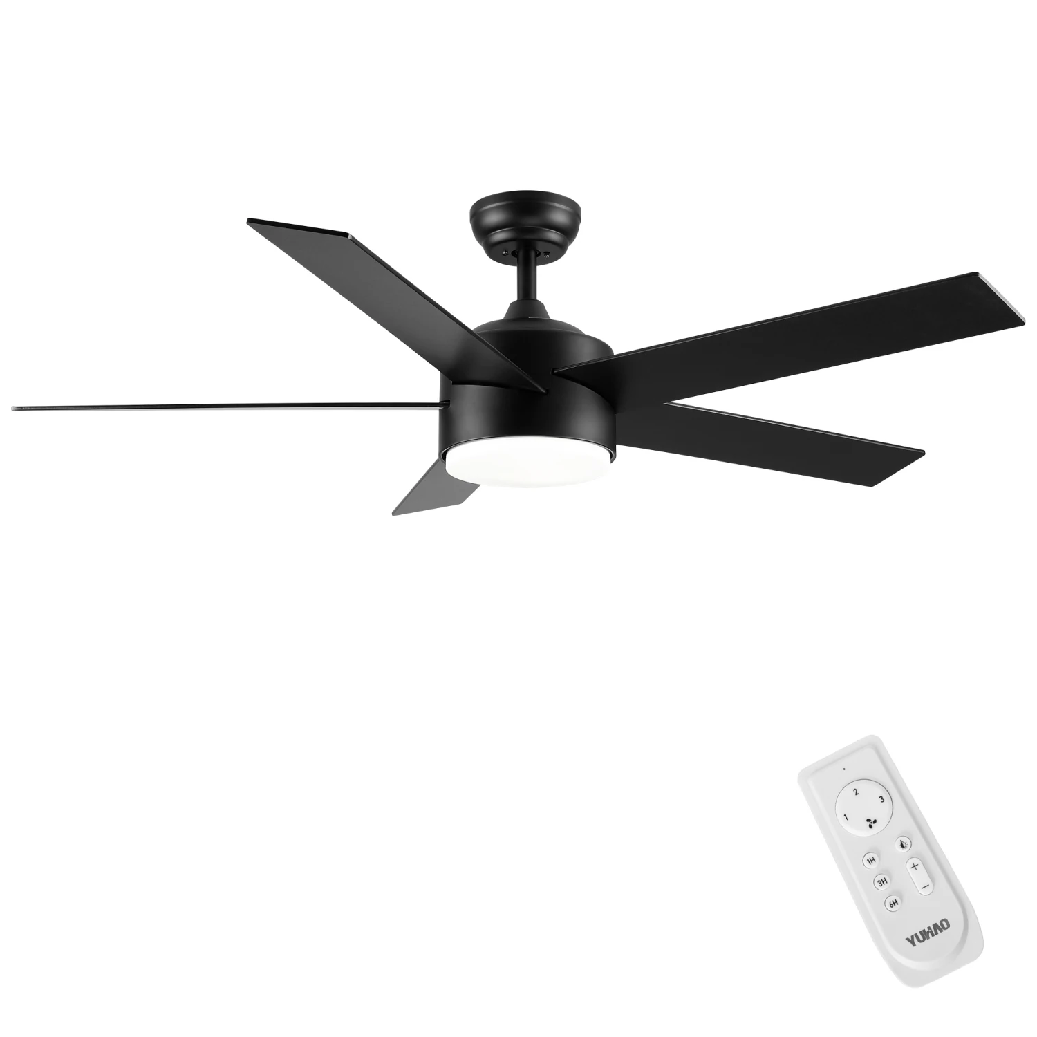 52 inch indoor 5 plywood black ceiling fan with light