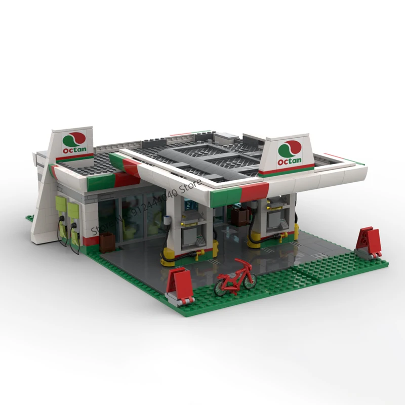 NEW City Traffic Street View MOC Octan Gas Station Building Blocks 60132 Service Station DIY Creative Ideas Children Toy Gifts