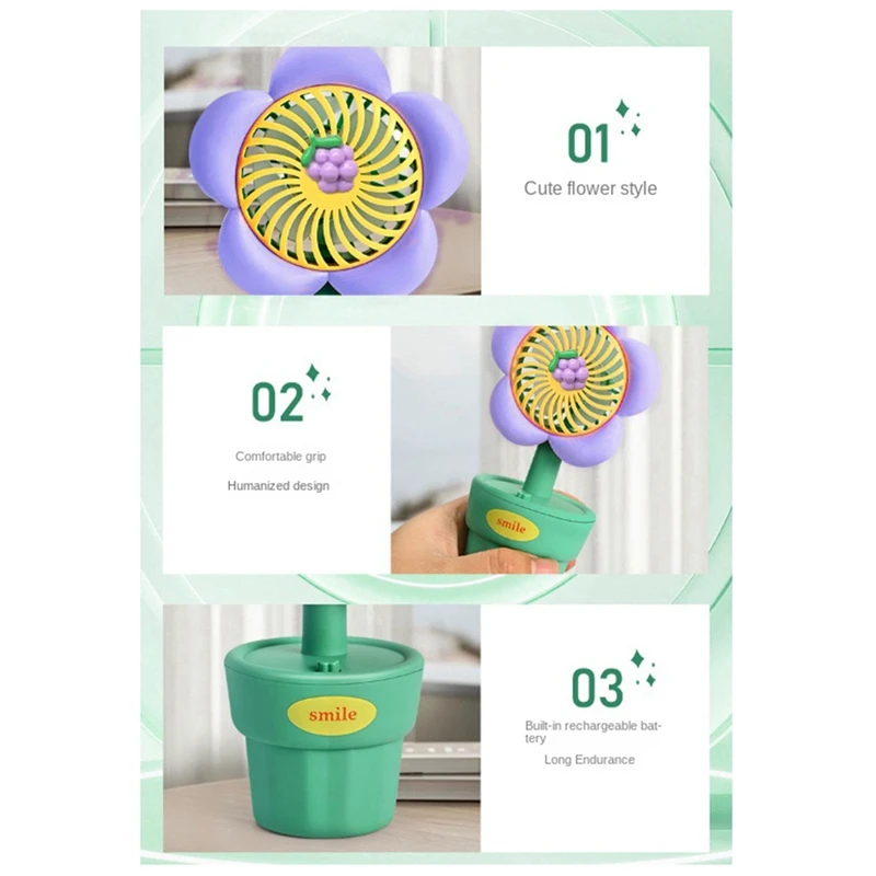 พัดลมมือถือขนาดเล็กชาร์จผ่าน USB แบบพกพาพัดลมมือถือเล็กพัดลมขนาดเล็กสไตล์น่ารักสำหรับเป็นของขวัญใช้ในบ้าน