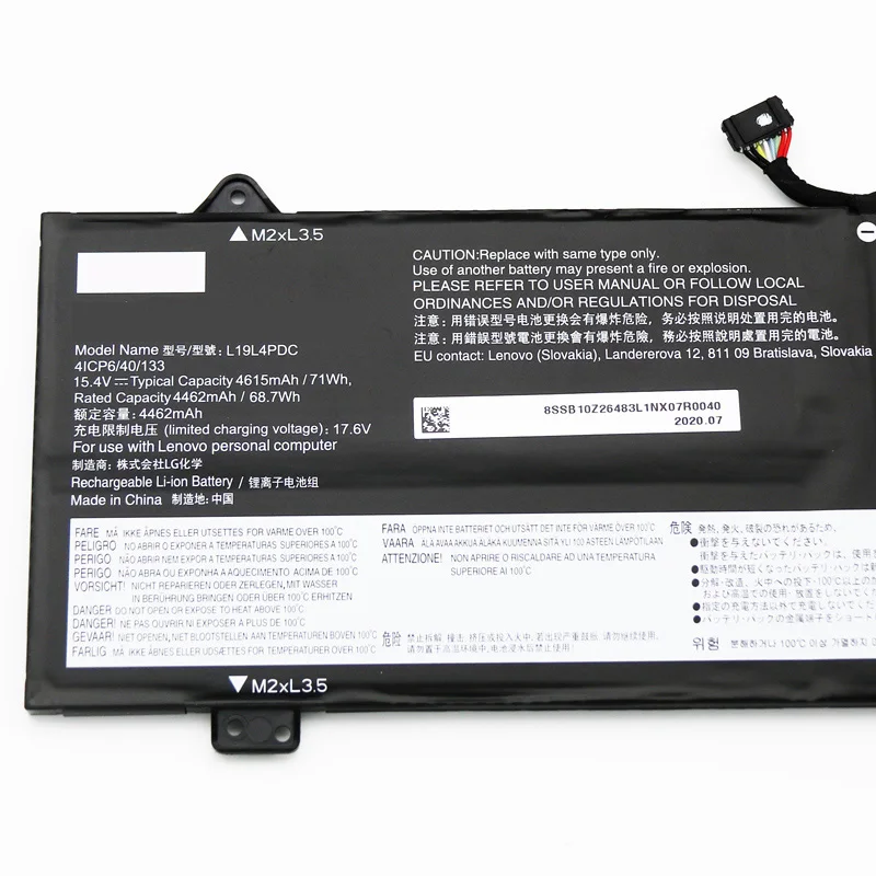Imagem -04 - Nova Bateria do Portátil Original para Lenovo Yoga C75014itl L19l4pdc L19m4pdc L19c4pdc 15.4v 71wh