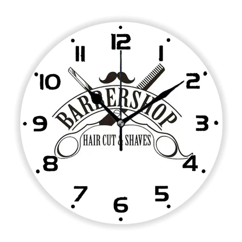 

Minimalist Black White Scissor Barber Shop Wall Clock for Salon Decor Modern Hair Barbershop Large Wall Watch Hairstylist Gift