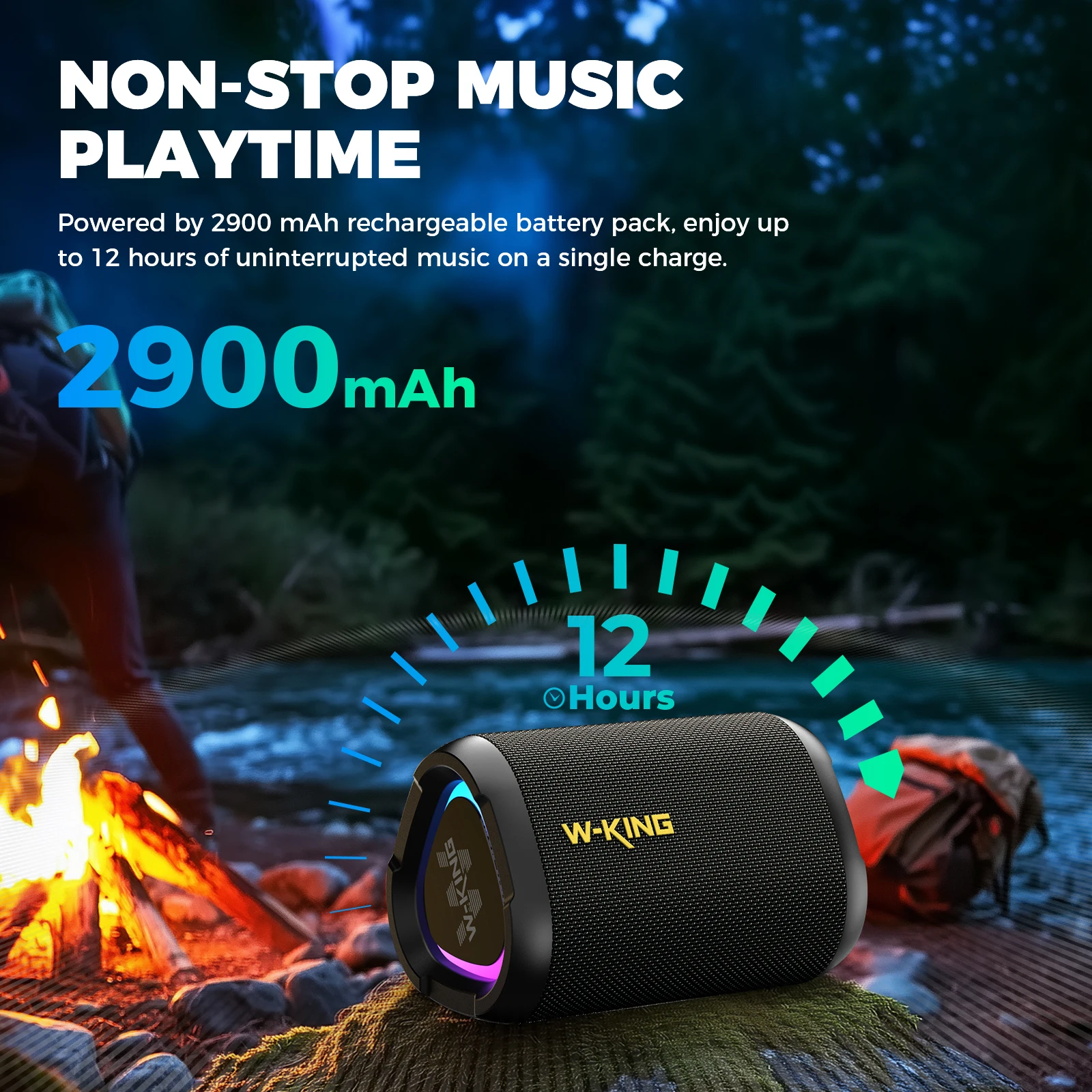 W-King D110 15W Bluetooth Speaker 5.3 Wireless Home Party System RGB Lights 12H Working Time TWS HiFi Sound Box TF Card Reader
