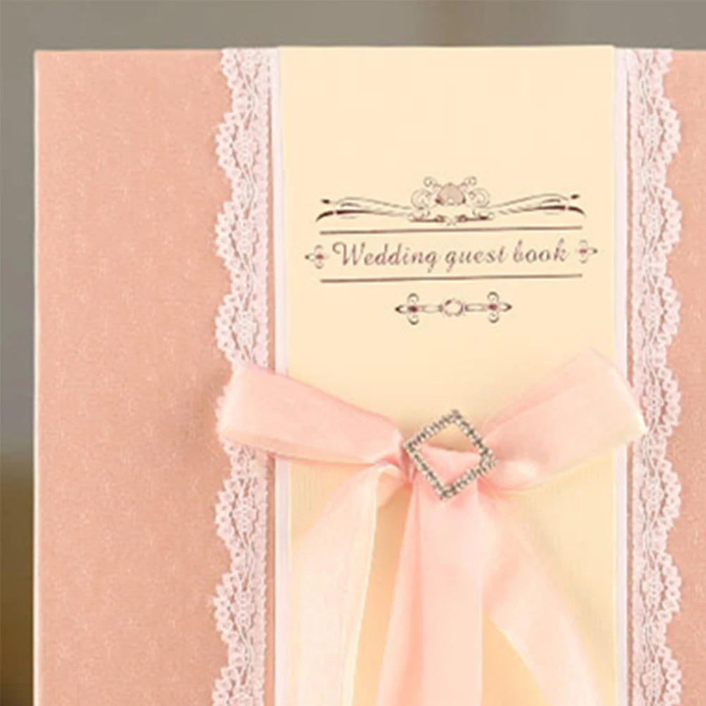 

Stylish Guest Book for Wedding Party Decorations Reception Pink Ribbon Sign Elegant Romantic Memories Wedding Supplies