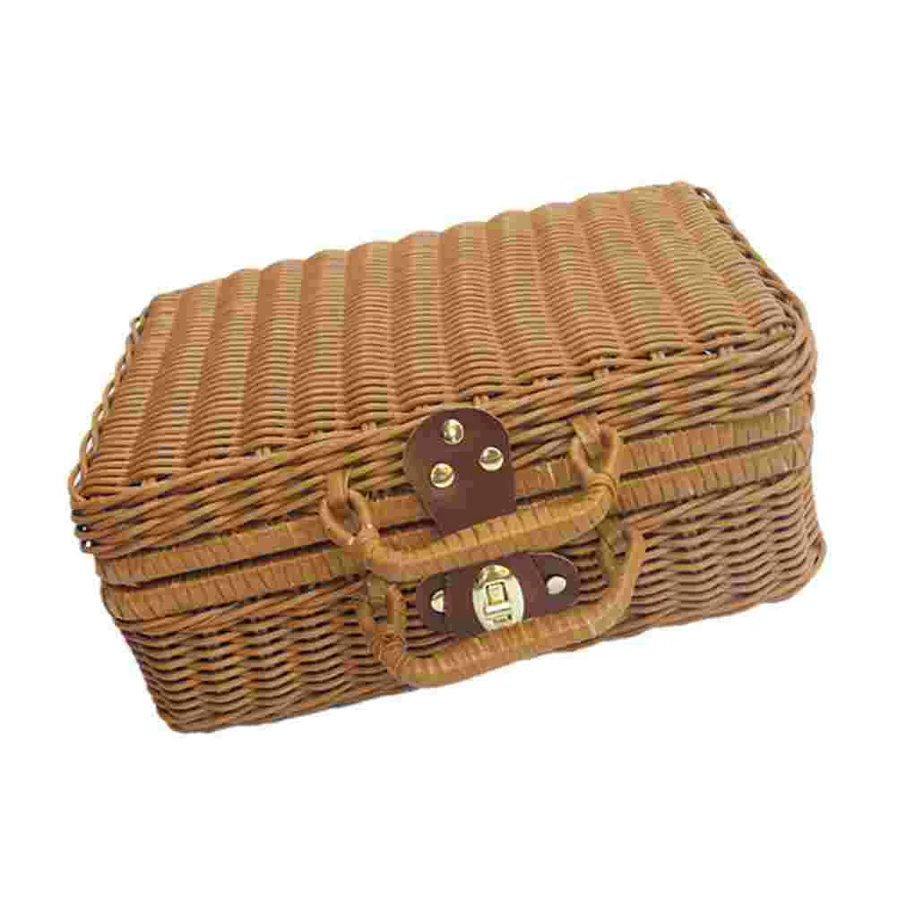 

Portable Storage Box Sundries Container Woven Camping Basket Baskets Picnic Plastic Hand-held Fruit