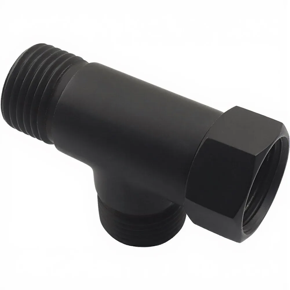 Black Solid Brass 3 Way Shower Arm Diverter Valve G1/2 Inch T Shape Adapter For Bathroom Handheld And Overhead Head Plumbing Fix