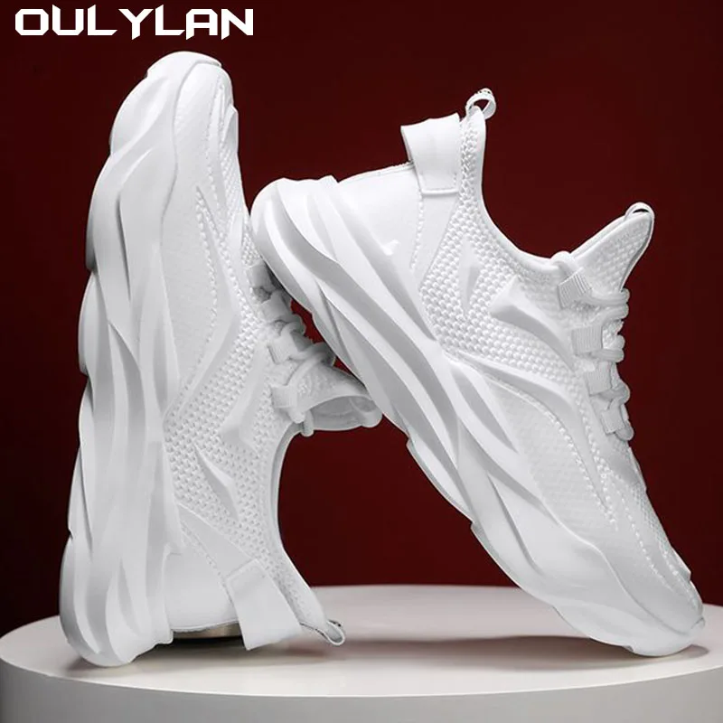 Oulylan Fashion Men Sport Shoes Casual Sneakers Outdoor Breathable Lightweight White Black Running Shoes Men Tennis Shoes