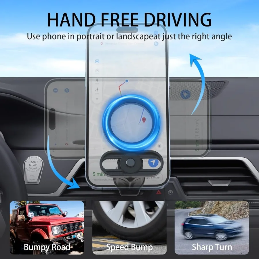 Para magsafe suporte de telefone para carro, ímãs mais fortes com ângulos ilimitados, suporte magnético ajustável para telefone de carro v