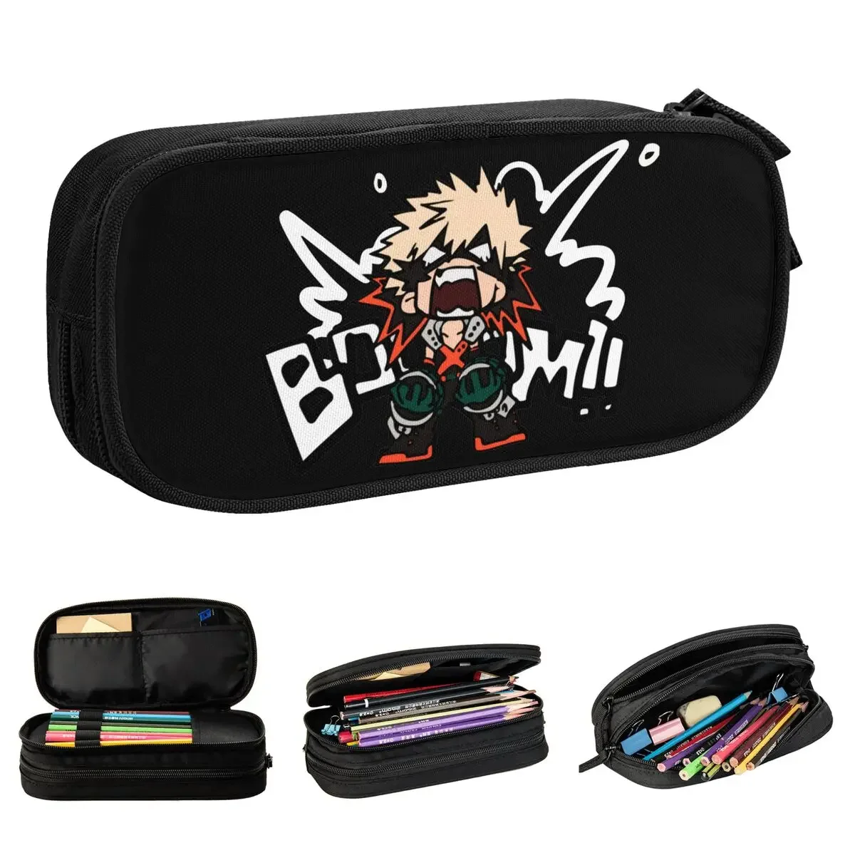 

Fashion My Hero Academia Katsuki Bakugo Booom Pencil Cases Pencilcases Pen for Student Big Capacity Bag Office Zipper Stationery