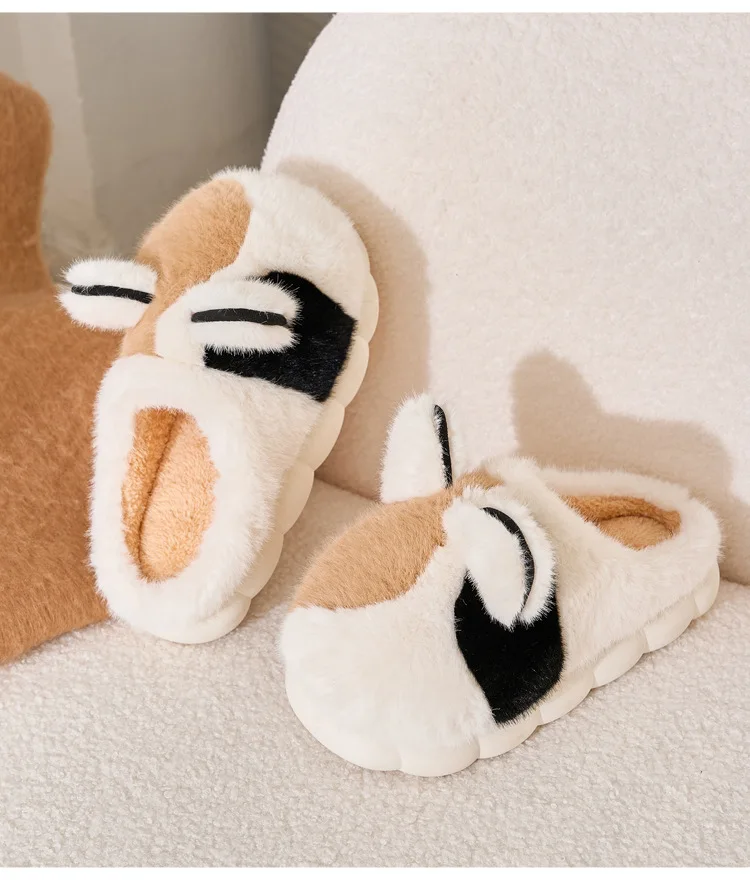 

Women's Winter 2025 Fashion Cute Cotton Slippers Soft Sole Plush Home Comfortable Anti-Slip Platform Couple Shoes
