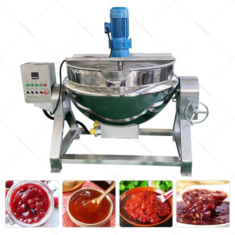 100L 300L 500L industrial steam//electric jacketed cooking kettle Cooking Mixer Pot Jacket Kettle With Agitator