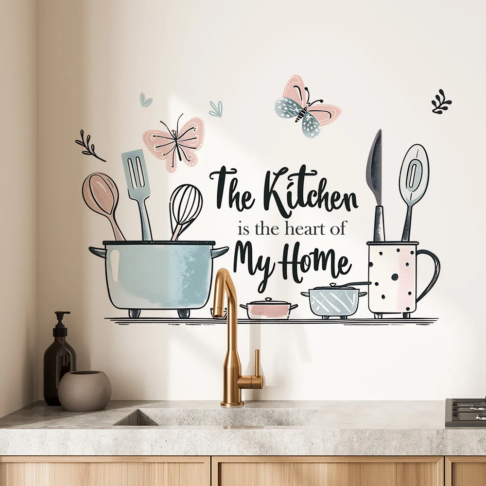 Contemporary Kitchen Wall Stickers with Quotes - Polypropylene Self-Adhesive Decals for Home Decor - Glossy Finish, Single Use,
