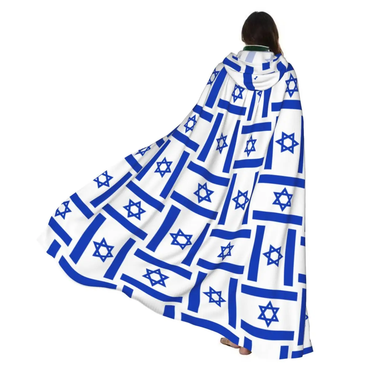 

Unisex Witch Party Reversible Hooded Adult Vampires Cape Cloak Israel Flag Print