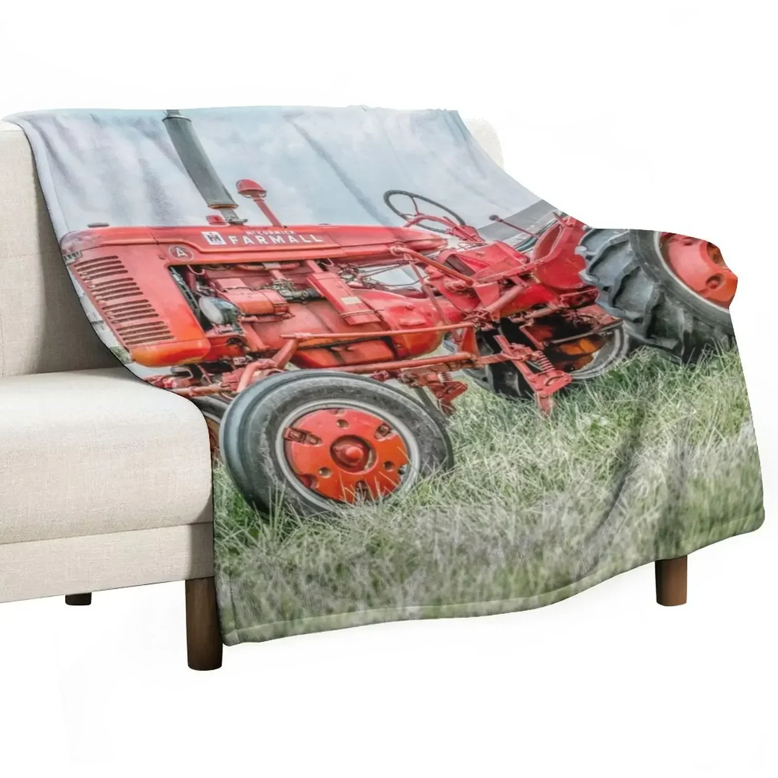 

A Tractor Throw Blanket Plaid on the sofa Softest Bed Fashionable cosplay anime Blankets