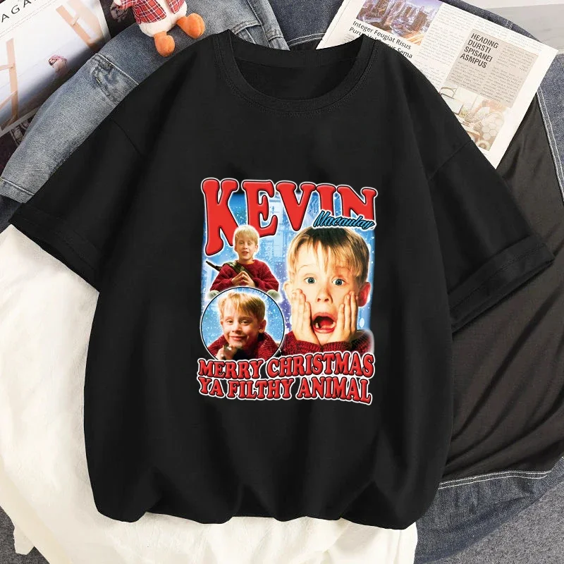 Camiseta gráfica de película Home Alone, camiseta con estampado de Kevin, camisetas Harajuku de calle alta, camisetas informales Vintage de verano para mujeres y hombres