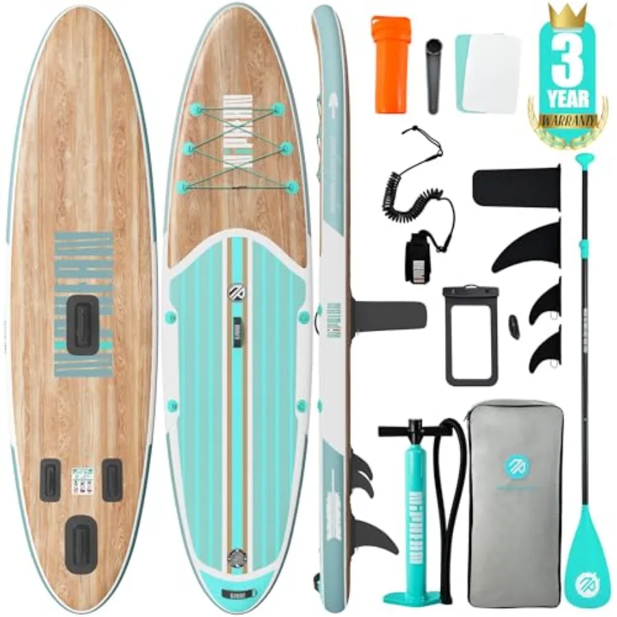 Tabla de paddle surf inflable para adultos y jóvenes, cubierta antideslizante de EVA, azul, ultraestable y ligera