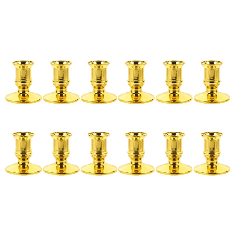 

12Pcs Taper Holder Plastic Candlestick Stand Decorative for Bedroom Wedding Tabletop Elegant Design Base
