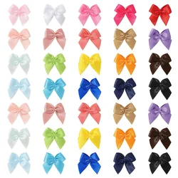 100Pcs/Lot Mini Satin Ribbon Bow Colorful Polyester Ribbon Bow For DIY Sewing Crafts Wedding Decoration Hairpin Garment Accesso