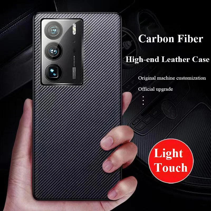 For ZTE Axon 40 Ultra Light Thin Carbon Fiber Textures Phone Leather Case All-inclusive Edge Anti-drop Anti-scratch Back Cover