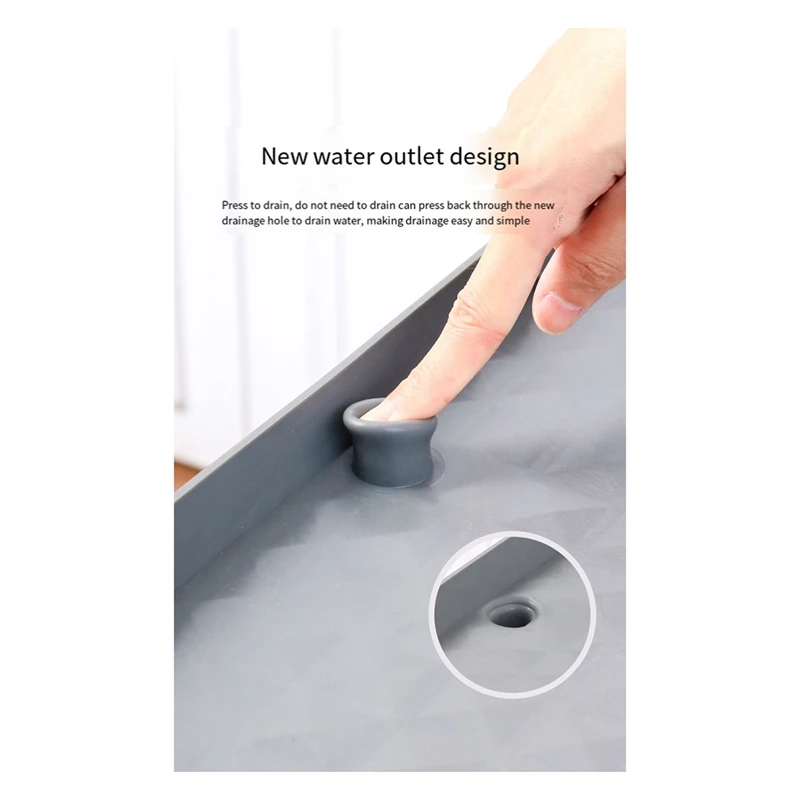 1 Piece Silicone Kitchen Sink Liner With Drainage Hole Splashes Absorbent Mat Waterproof Protector Sink Grey