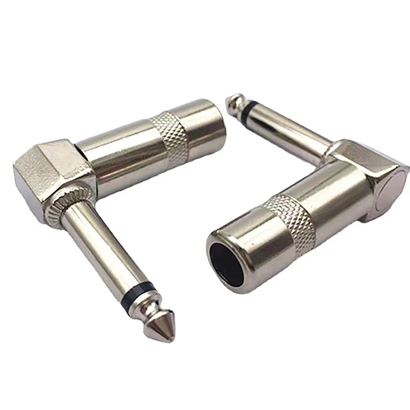 Single Track Pedal Microphone MIC Connector Right Angle 6.35MM Stereo Male Plug Guitar Wire Connector 1/4 Inch