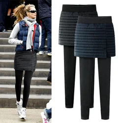 Hinzufügen Fleece Dame Warme Dünne Hosen kleidung 5XL 6XL Rock + Lange Hosen Frauen Schwarz Winter Leggings weibliche legins mujer