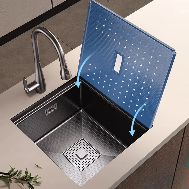 

Gun gray honeycomb embossed small sink, bar table hidden single sink vegetable basin