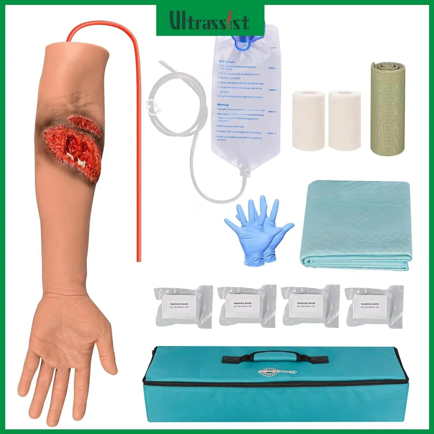 Ultrassist Laceration Wound Simulation Arm Kit Fracture Wound Packing Hemostasis Control Trainer for First Aid Surgery Education