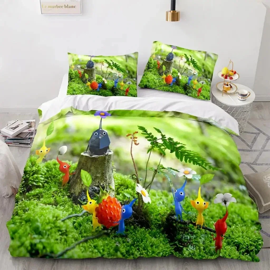 Cartoon Game Pikmin Bedding Set Boys Girls Twin Queen Size Duvet Cover Pillowcase Bed Kids Adult Fashion Home Textile