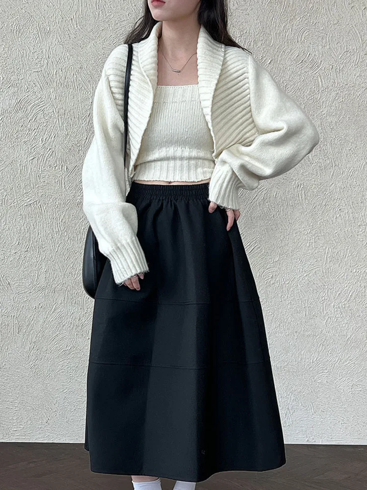 WHTREND Herbst Winter Drehen-unten Kragen Schal Pullover Mantel + Rohr Top frauen Neue Chic Stil Gestrickte Pullover zwei-Stück WH1808