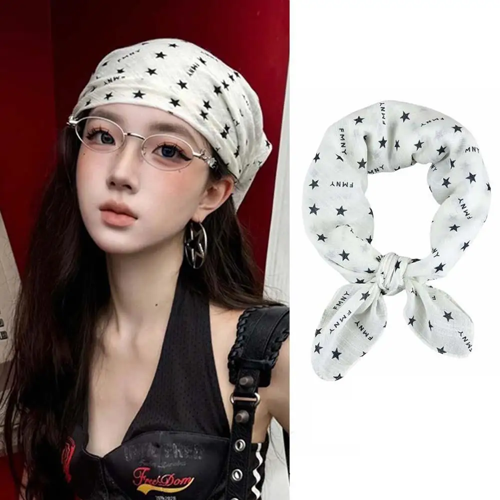 

Бандана в стиле хип-хоп, квадратный шарф, повязка для волос со звездами и буквами, шарф для волос со звездой, легкий пикантный модный дышащий платок для девочек
