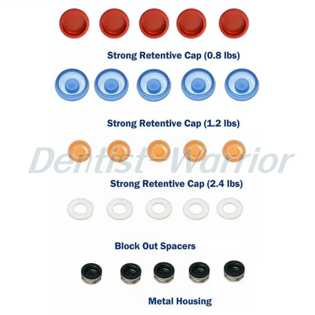 Dental Implant Retention Caps Removable Insertion Extraction Universal Locator Core Abutment Overdenture Attachment 6Pcs/Kit