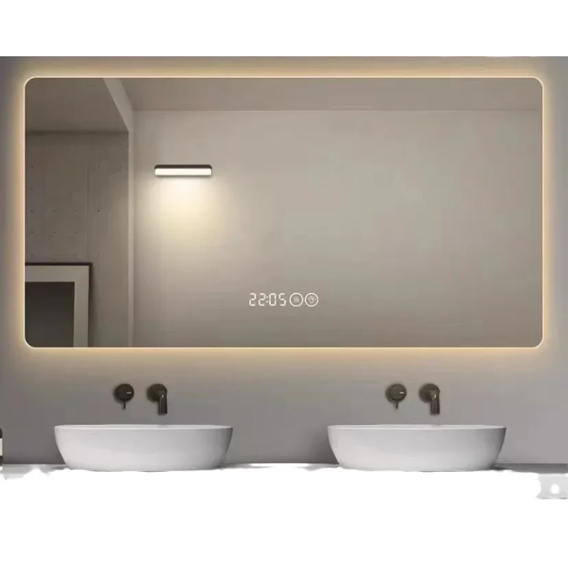 Hot-selling LED smart bathroom mirror project square defogging bluetooth touch home bathroom frameless mirror