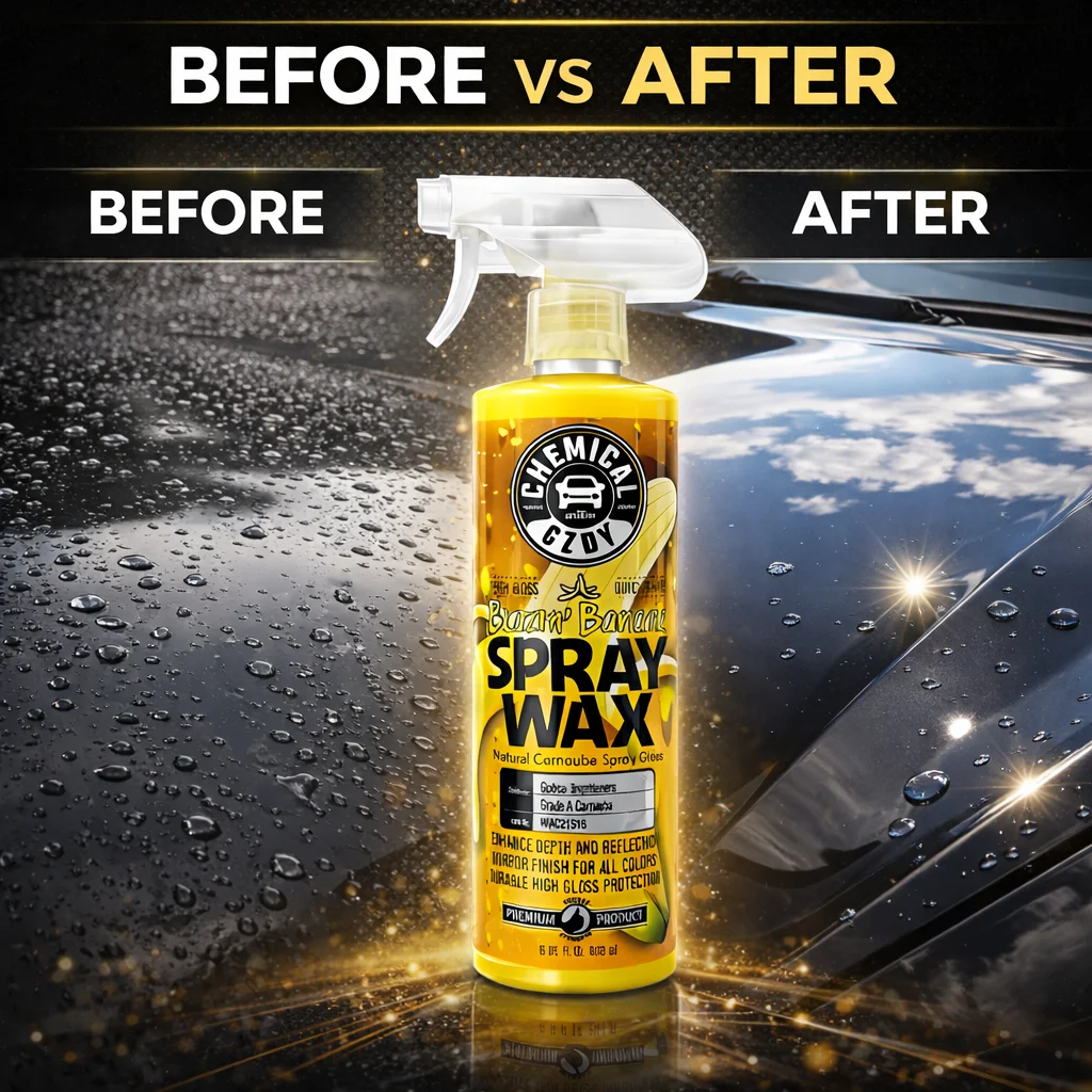 Blazin Banana Spray Wax 16 oz – Natural Carnauba Quick Wax, Deep Gloss Finish, Water Beading Protection, Easy Spray On