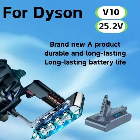 For Dyson V10  replacement battery, Compatible Models V10 Motorhead Absolute Fluffy Cyclone SV12 battery, 6800mAh 100Wh