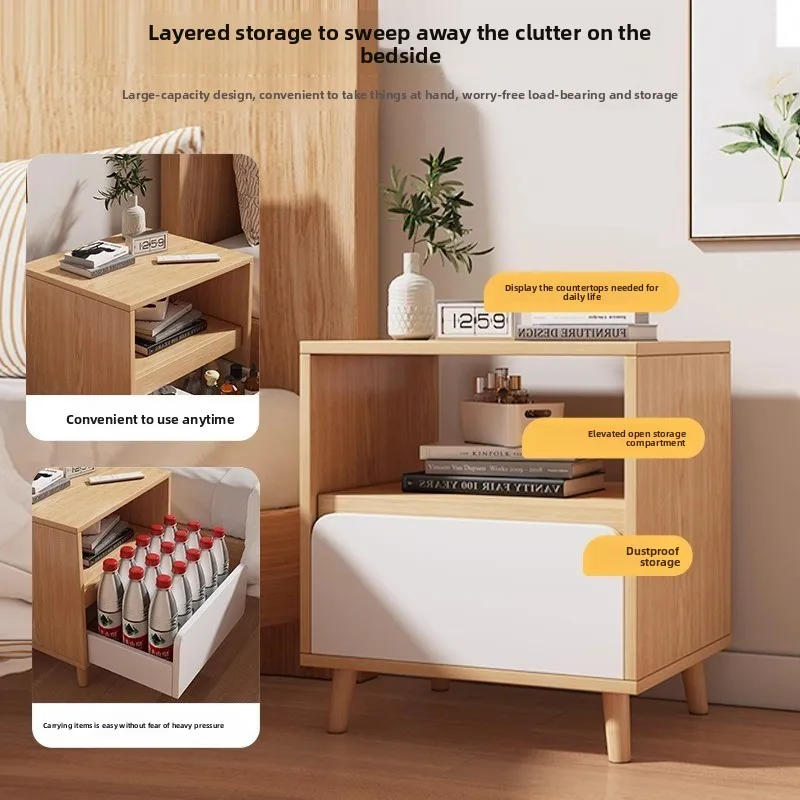 Home Use Modern Simple Bedroom Side Nightstand Small Drawer Type Storage Cabinet Space Saving Bedside